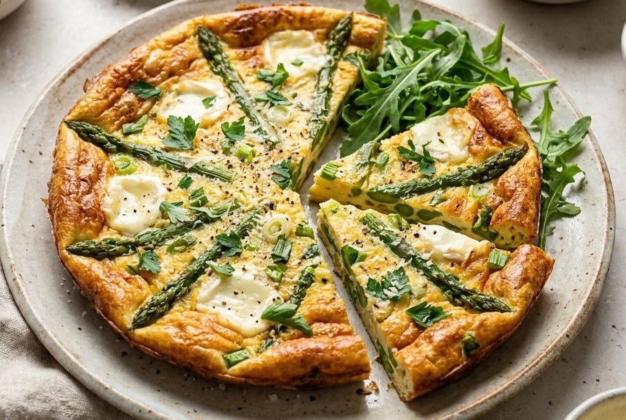 Asparagus Frittata with Spring Onion, Parsley & Goat Cheese, a Ketogeni keto breakfast