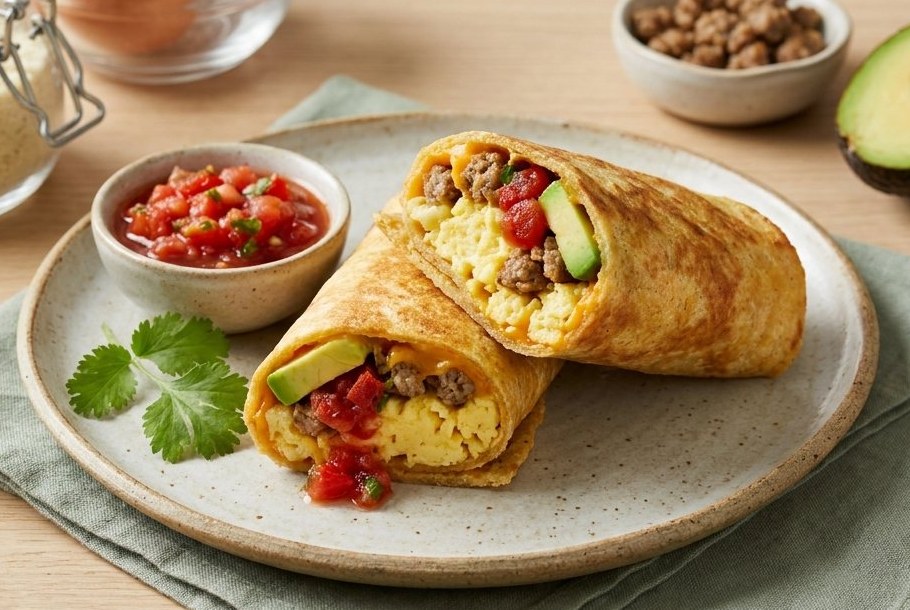 Keto-morgenmadsburritos, en Ketogeni keto-morgenmad