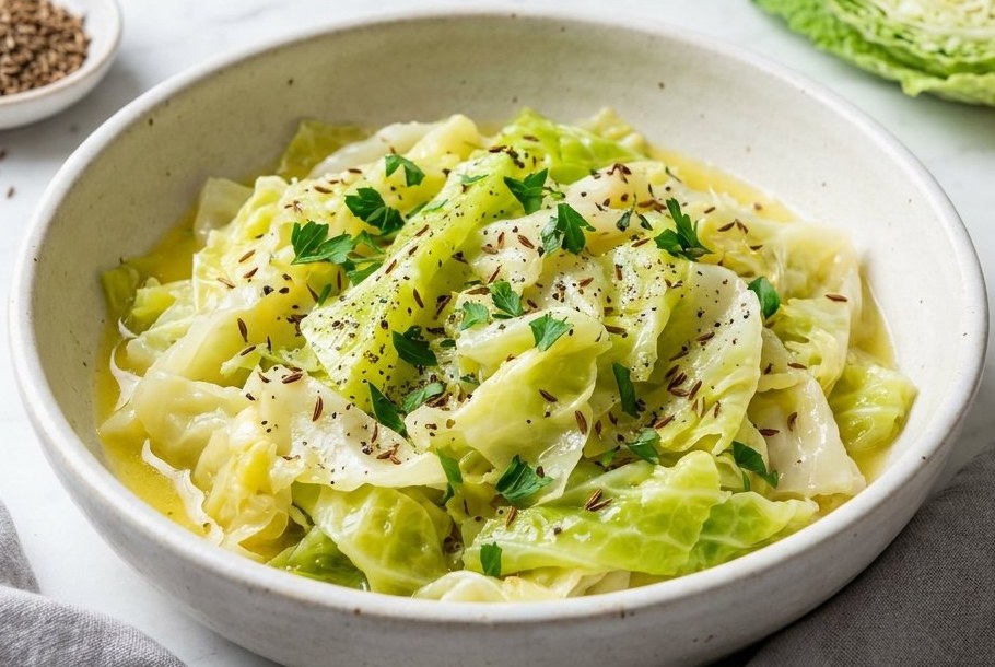 Smørsauteret spidskål med kommen og sort peber, et Ketogeni ketotilbehør