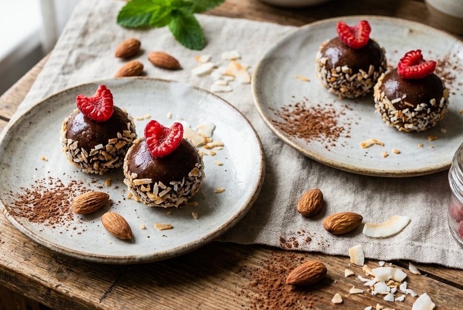 Cacao & Almond Butter Bites with Toasted Coconut, a Ketogeni keto dessert
