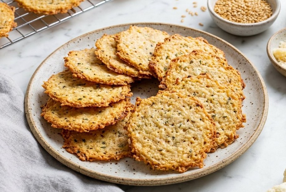 Choufleur- & Parmesan-Cracker, e Ketogeni Keto-Snack