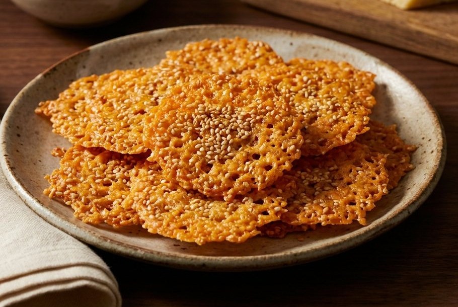 Cheddar- og sesamchips, en keto-snack fra Ketogeni