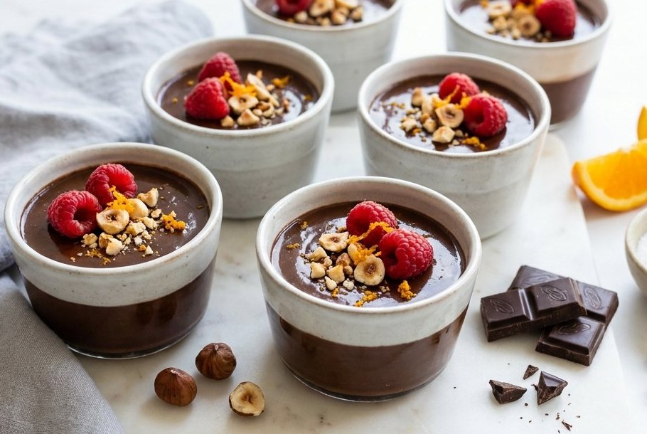 Mørk chokolade- & appelsinmousse med knuste hasselnødder, en keto-dessert fra Ketogeni