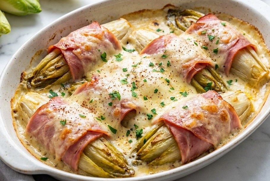 チコリのハム巻き グリュイエールクリーム仕立て、Ketogeniのケトディナー