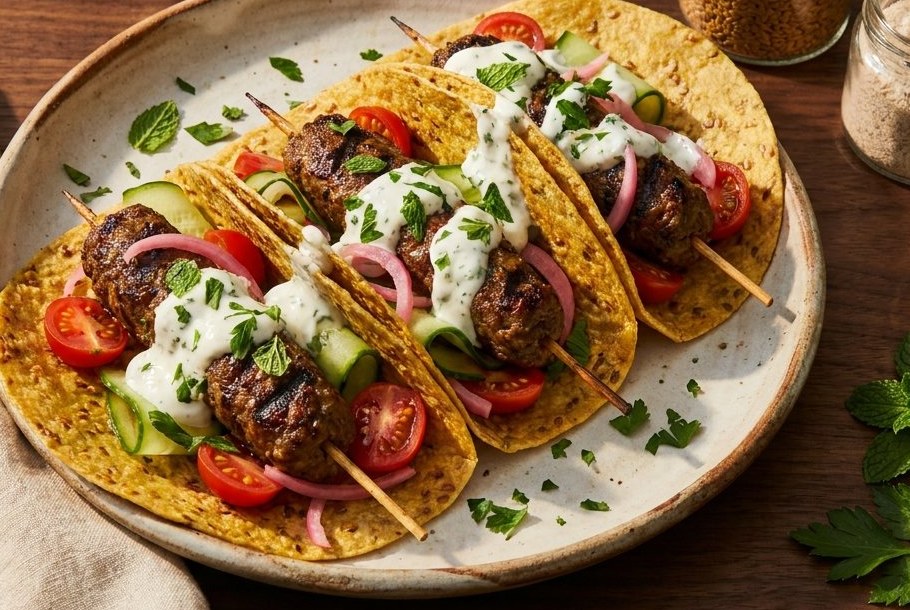 Lammekøfte-wraps med mynteyoghurt, en keto-aftensmad fra Ketogeni