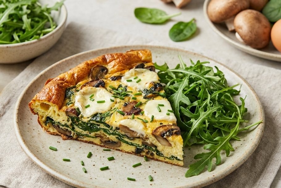 Mushroom, Spinach & Goat Cheese Frittata, a Ketogeni keto breakfast