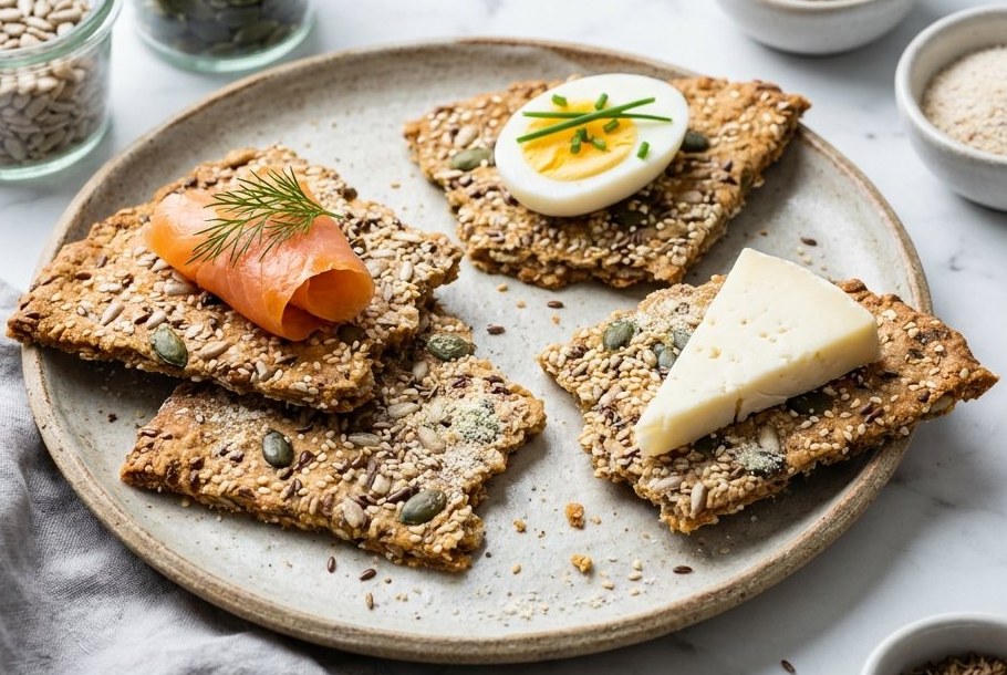Norsk kerneknækbrød med kommen, en Ketogeni keto-snack