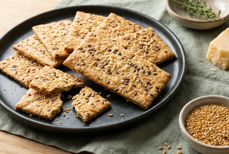 Parmesan- & Linsomencracker, e Ketogeni Keto-Snack