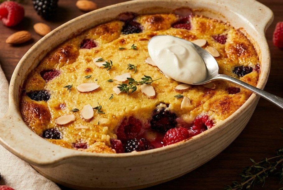 Raspberry & Blackberry Thyme Gratin, en Ketogeni keto-dessert