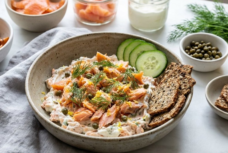 Rillettes af røget laks, en Ketogeni keto-snack