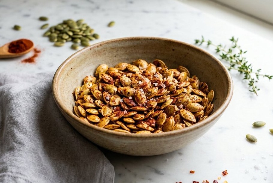 Spiced Roasted Pumpkin Seeds, a Ketogeni keto snack