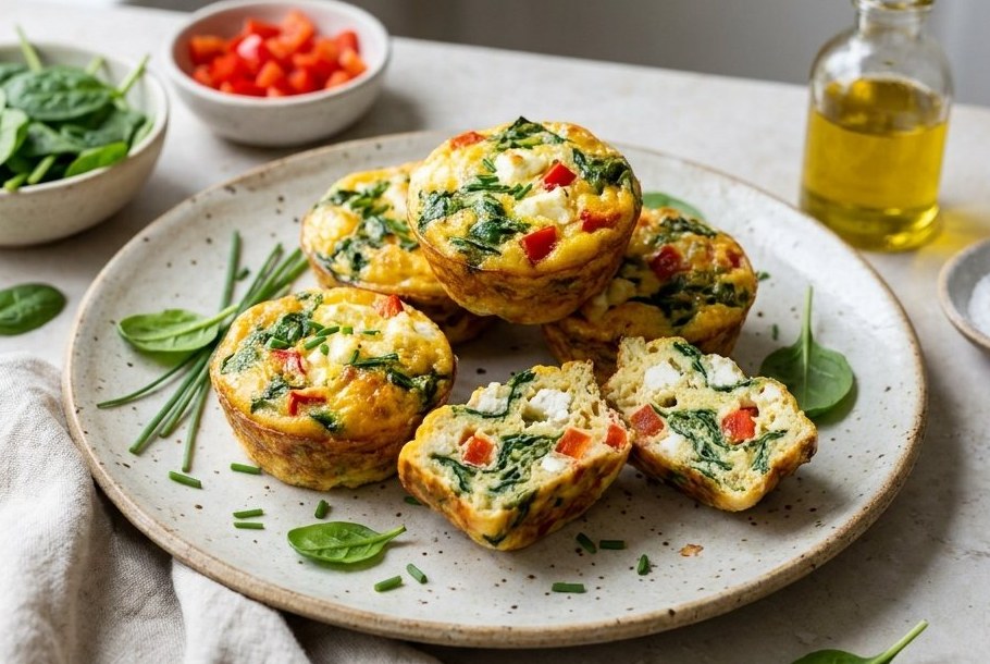 Spinach, Pepper & Feta Frittata Muffins, a Ketogeni keto breakfast