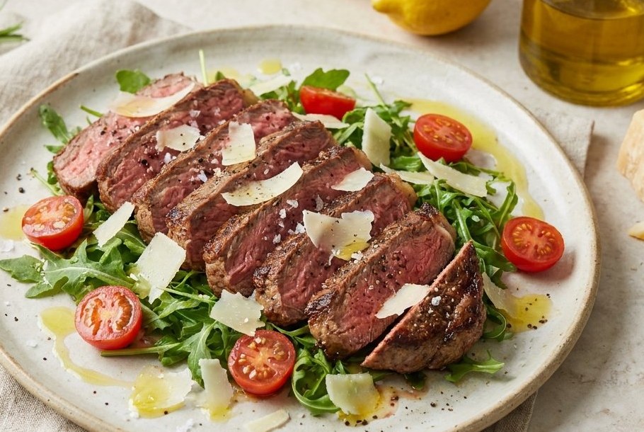Steak Tagliata with Rocket, Parmesan & Lemon, a Ketogeni keto dinner