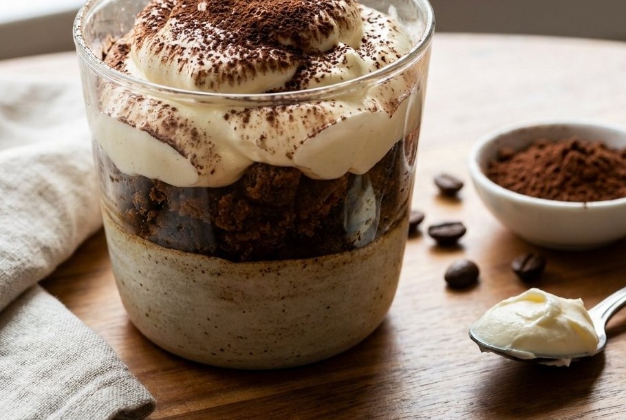 Tiramisu-mascarponecreme med espresso og kakao, en Ketogeni keto-dessert