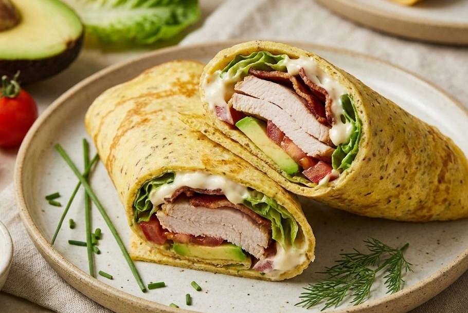 ベーコンとアボカドのターキークラブチキンラップ、Ketogeniのケトランチラッシュ