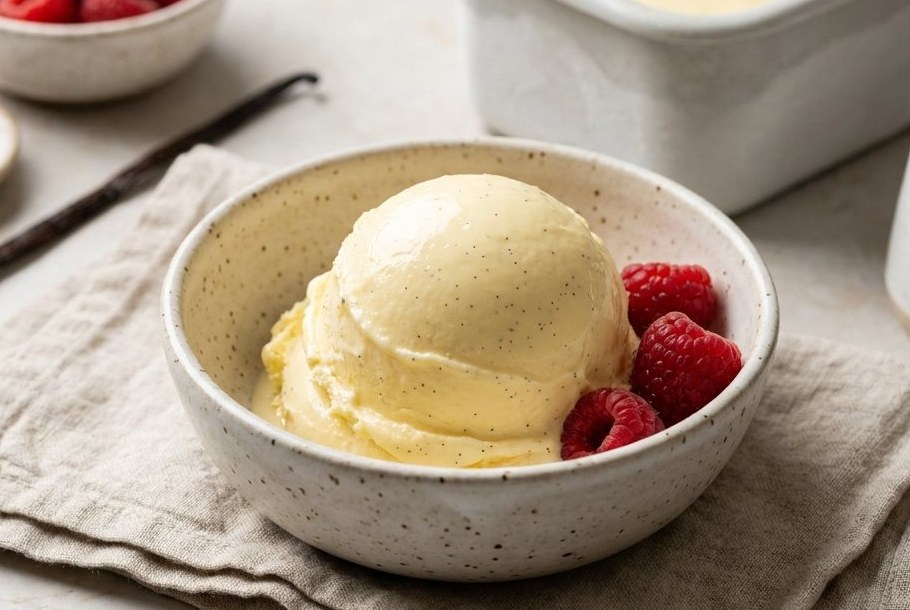 Vanilje-mascarpone-cremeis, en Ketogeni keto-dessert