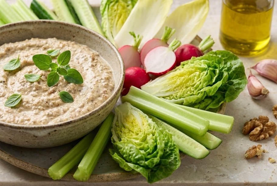 くるみのソース（サルサ・ディ・ノーチ）とみずみずしい野菜のクルディテ、Ketogeniのケトスナック